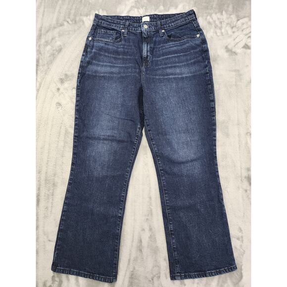 A New Day High Rise Boot Cut Jeans Size 14/32R Blue Dark Wash Stretch Denim - Picture 1 of 13